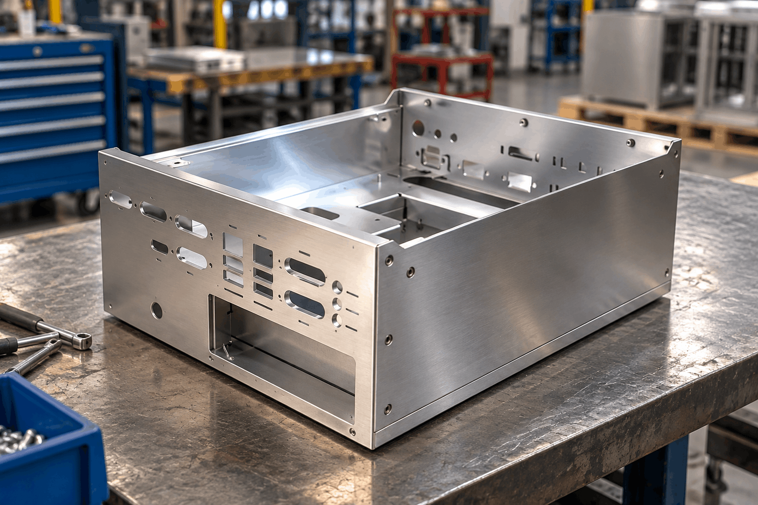 Medical equipment enclosure for surface finishing