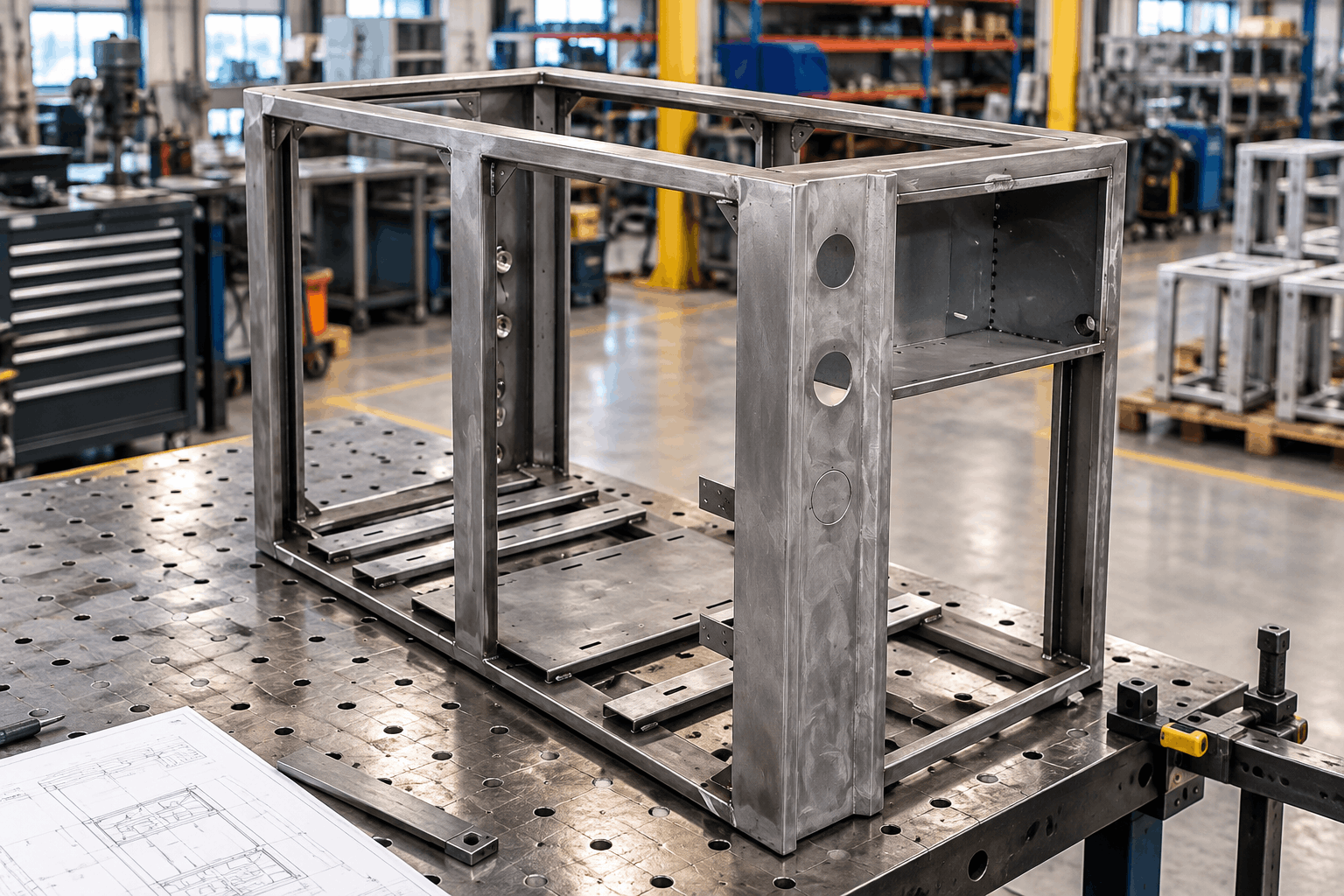 Medical equipment frame used to illustrate component finishing