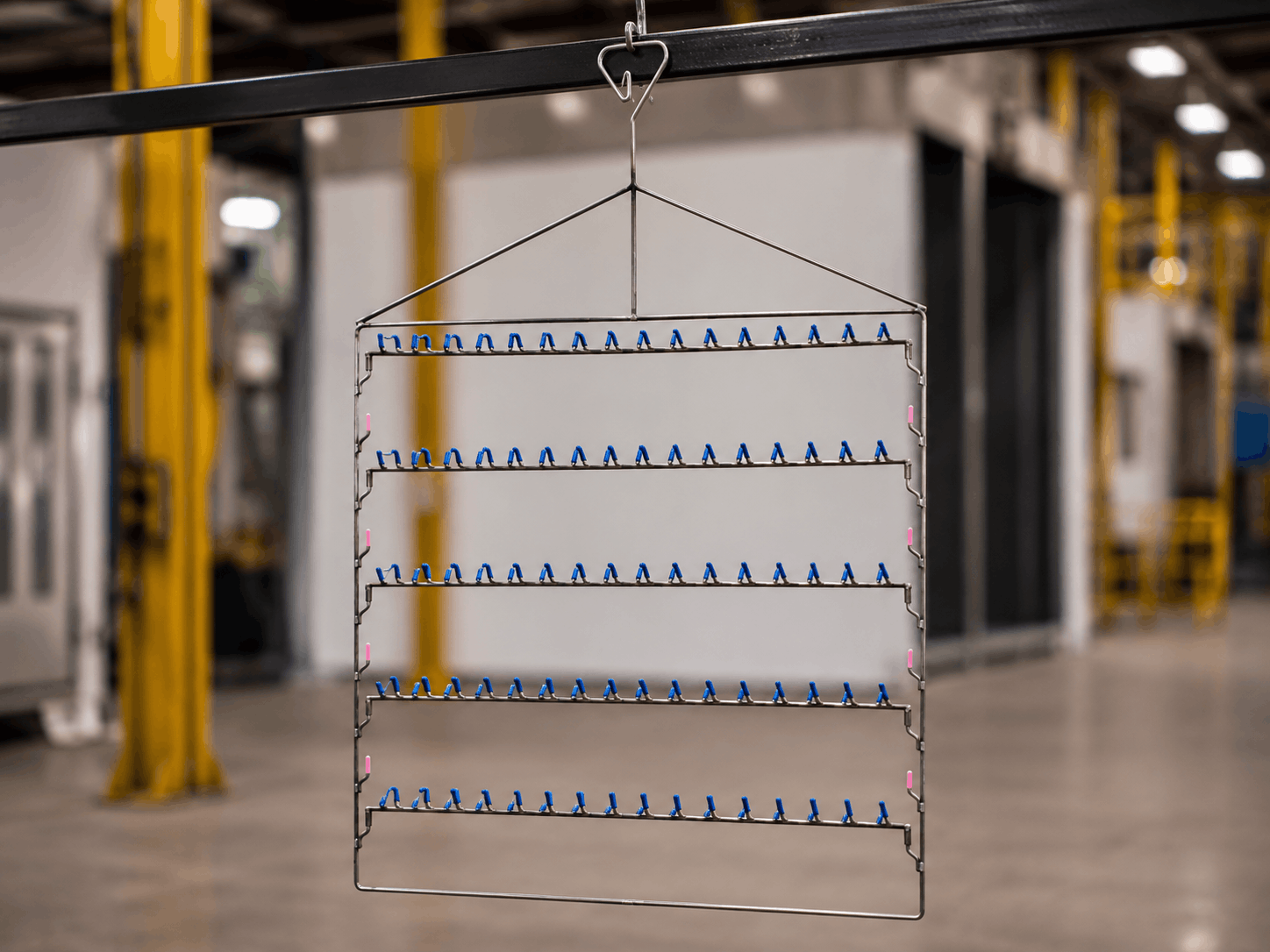 EPSI modular racking system for automotive surface finishing