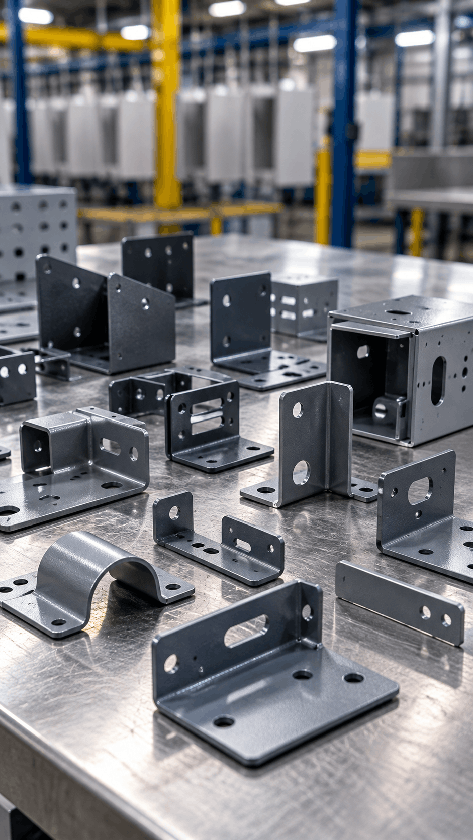 Small industrial electronics mounting brackets on a workbench