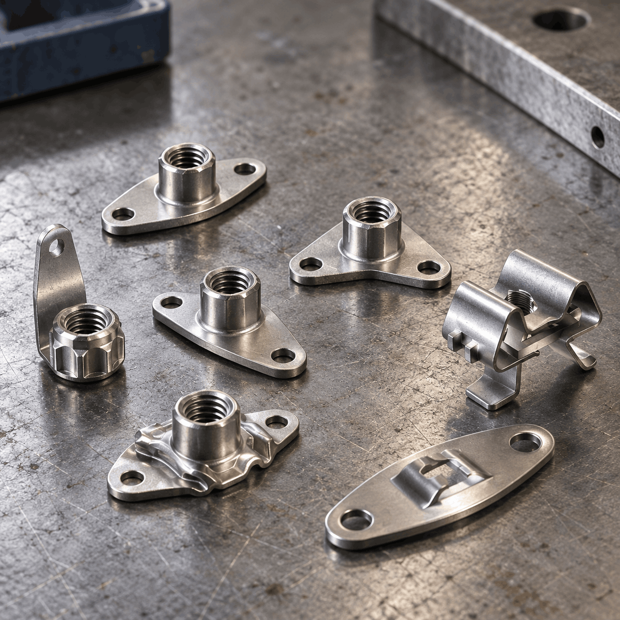 Small aerospace nutplates for surface finishing and masking