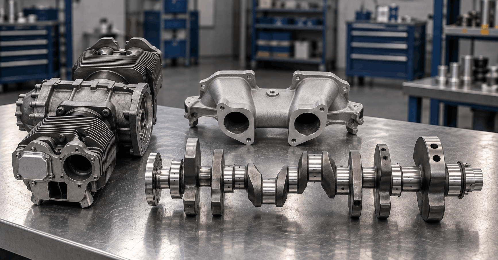 Unfinished aerospace engine-related components before surface finishing