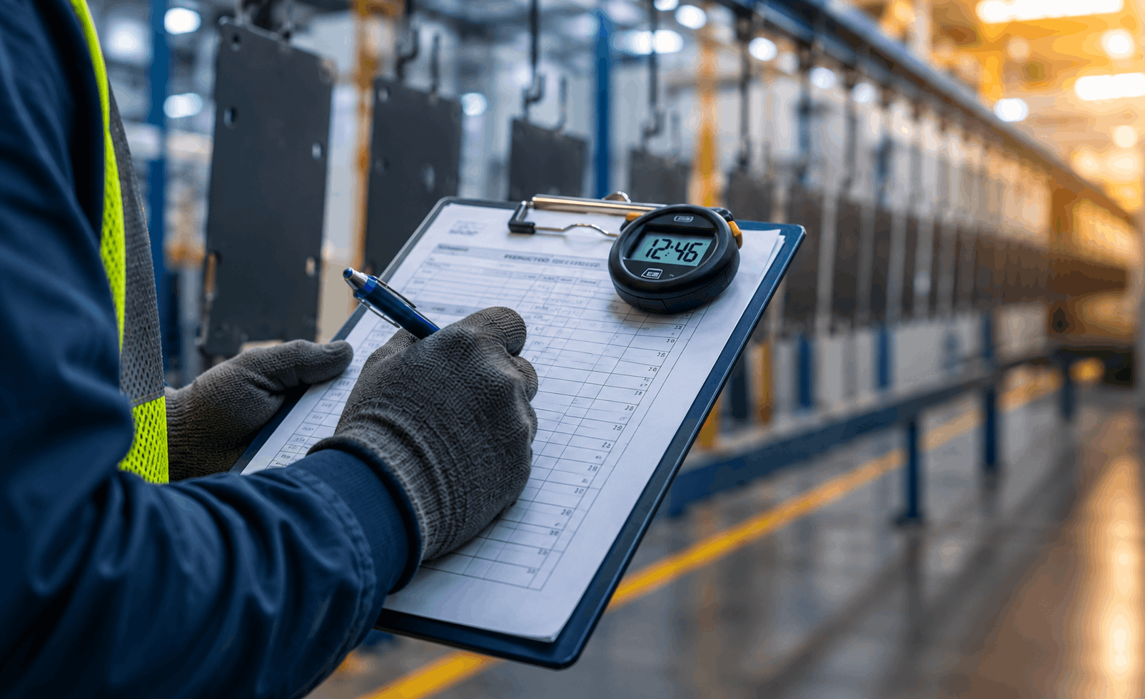 Time study measuring masking labor in a powder coating process