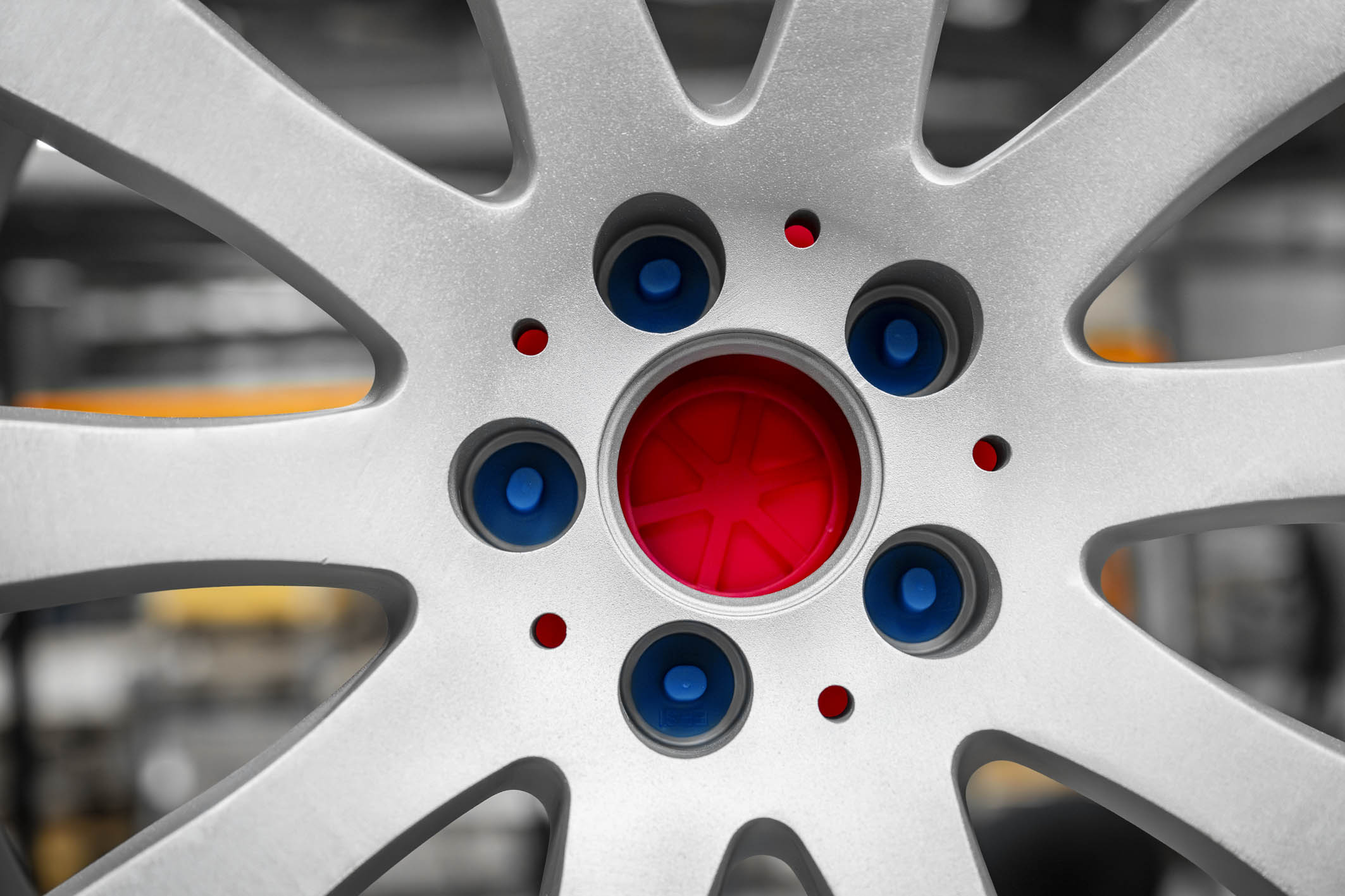 Close-up of Wheel Masking Kit components installed on the back of a wheel