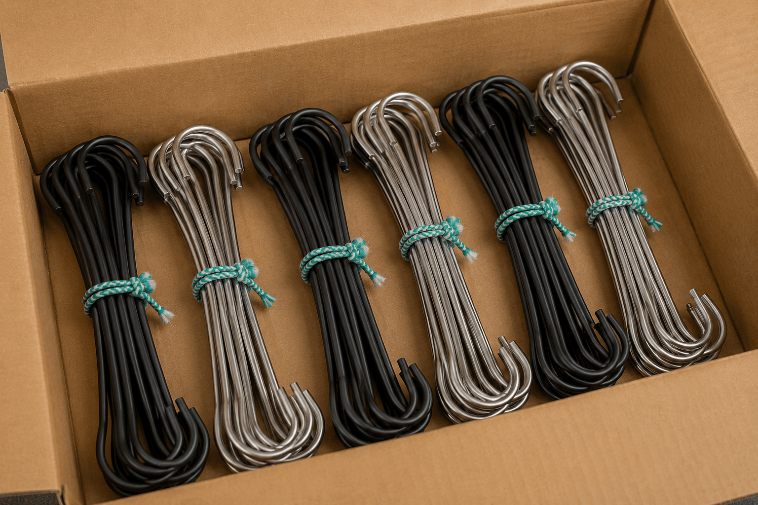 Industrial powder coating hooks used in finishing applications